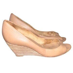 Pierre Hardy Womens Nude Leather Peep Toe Wedge Heels Size 7